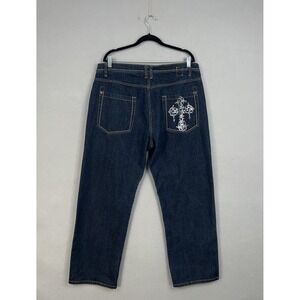 Karl Kani Jeans Mens 40x32 Denim Baggy Cross Skater Goth Studded Hip Hop Y2K